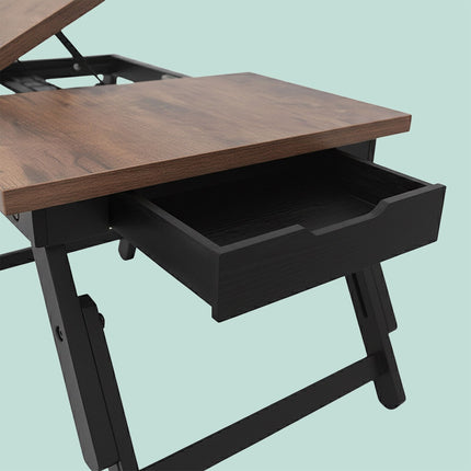 Verstellbarer Laptoptisch mit Schublade – Neigbare Platte, Zusammenklappbar