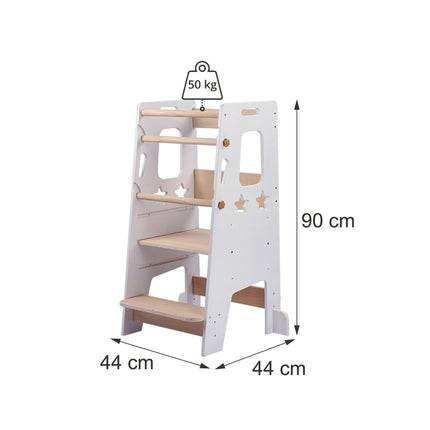 Verstellbarer Lernturm mit Sternen-Design, Weiß