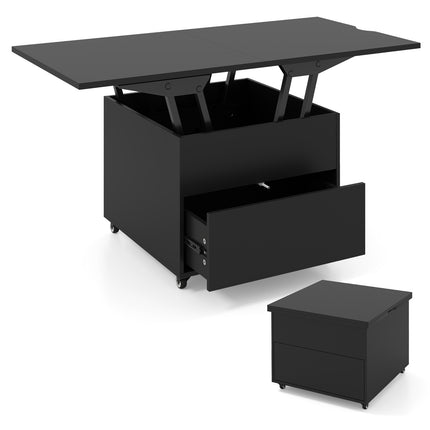 Adjustable Lift-Top Coffee Table with Storage, Black