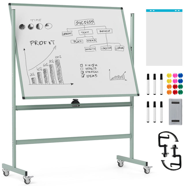Verstellbare, doppelseitige magnetische mobile Schreibtafel mit Rollen