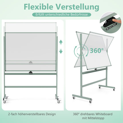 Adjustable Magnetic Double-Sided Mobile Whiteboard with Wheels