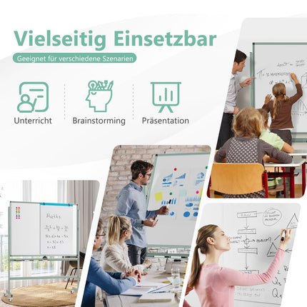 Adjustable Magnetic Double-Sided Mobile Whiteboard with Wheels
