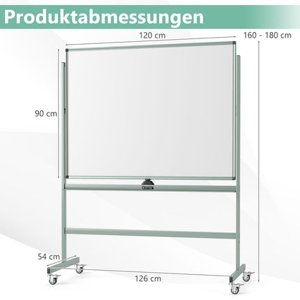 Adjustable Magnetic Double-Sided Mobile Whiteboard with Wheels