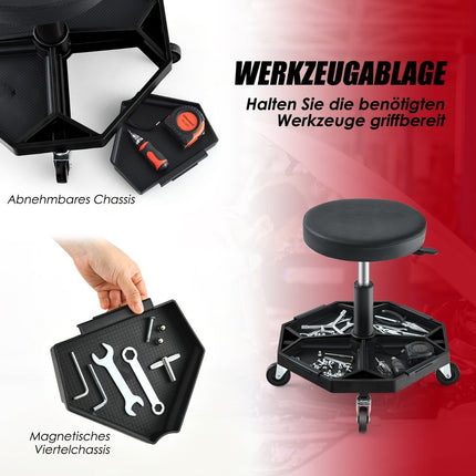 Verstellbarer Montagestuhl mit Werkzeugablage, 150 kg Tragkraft