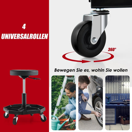 Verstellbarer Montagestuhl mit Werkzeugablage, 150 kg Tragkraft