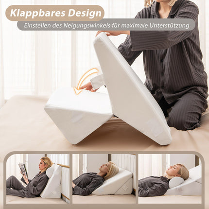 Adjustable Memory Foam Wedge Pillow Set – Off White