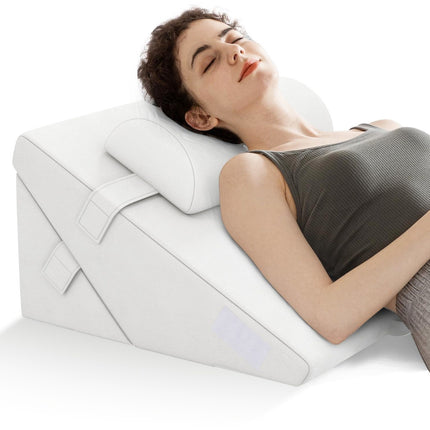 Adjustable Memory Foam Wedge Pillow Set – Off White