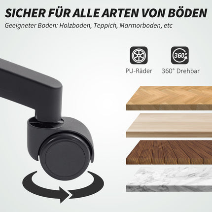 Verstellbarer Bürostuhl aus Netzstoff mit Rollen, Schwarz