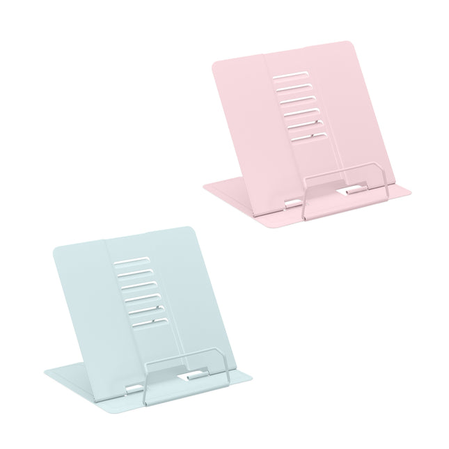 Verstellbare Buchständer aus Metall, Blau/Rosa, 2er-Set