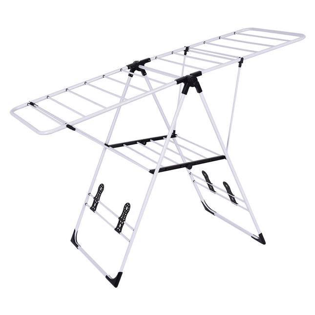 Adjustable Metal Clothes Drying Rack with Shoe Shelves