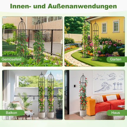 Verstellbare Pflanzenstützen aus Metall (Obelisken), 2er-Set