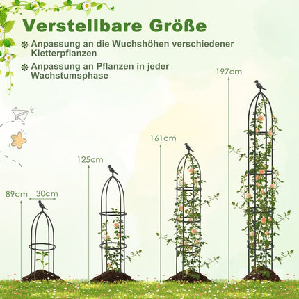Verstellbare Pflanzenstützen aus Metall (Obelisken), 2er-Set