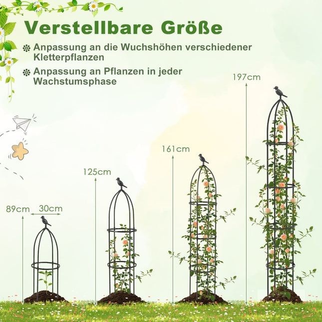 Verstellbare Pflanzenstützen aus Metall (Obelisken), 2er-Set