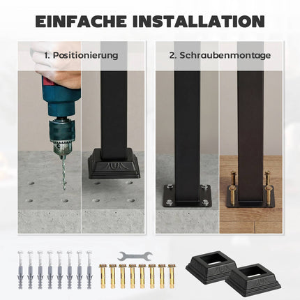 Verstellbares Metall-Treppengeländer, schwarz, 0-45 Winkel, 1-3 Stufen