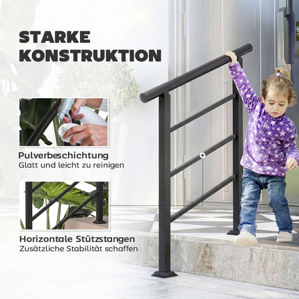 Verstellbares Metall-Treppengeländer, schwarz, 0-45 Winkel, 1-3 Stufen