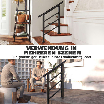 Verstellbares Metall-Treppengeländer, schwarz, 0-45 Winkel, 1-3 Stufen