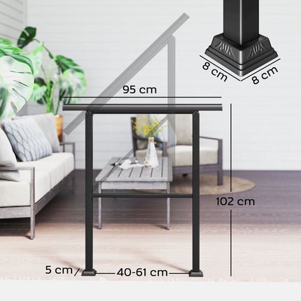 Adjustable Metal Stair Handrail, Black, 0-45 Angle