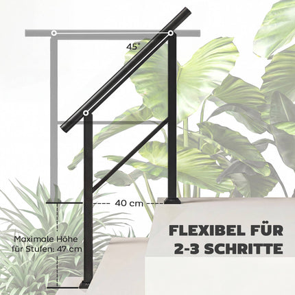 Adjustable Metal Stair Handrail, Black, 0-45 Angle