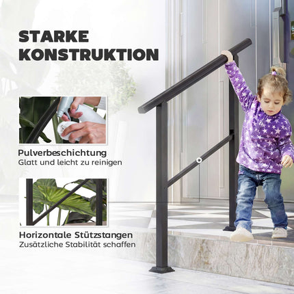 Adjustable Metal Stair Handrail, Black, 0-45 Angle