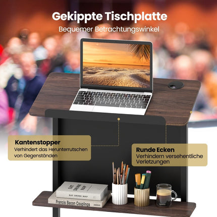Adjustable Mobile Lectern with Tilted Tabletop