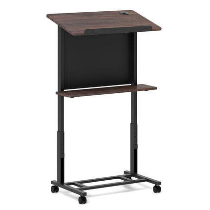Adjustable Mobile Lectern with Tilted Tabletop