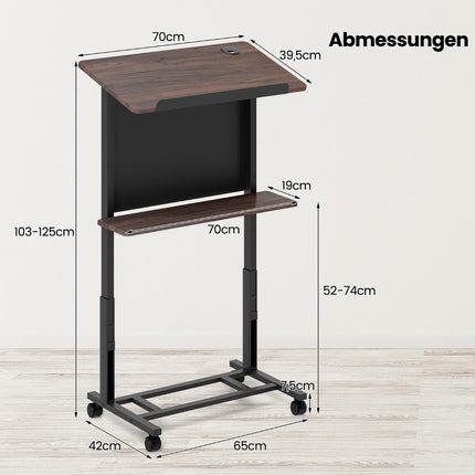 Adjustable Mobile Lectern with Tilted Tabletop