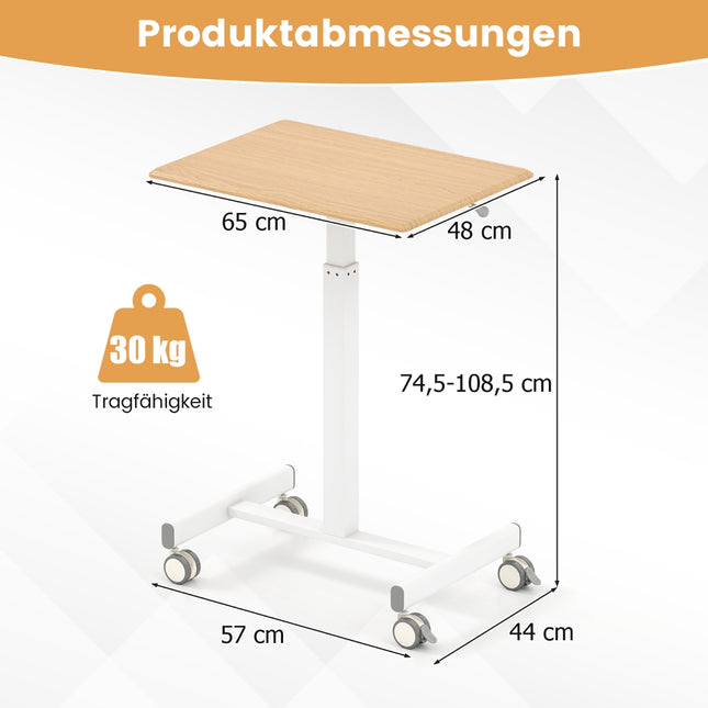 Verstellbarer mobiler Stehschreibtisch mit Gasfeder, 65x48 cm