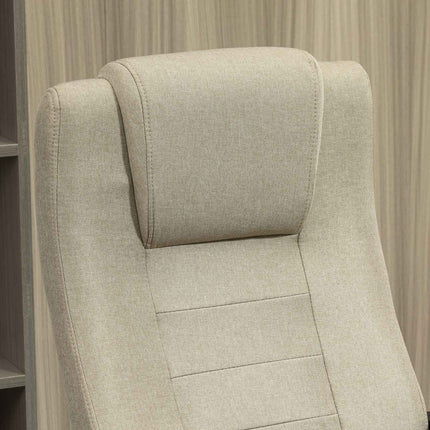 Verstellbarer Bürostuhl, Leinen-Optik, Beige, Drehbar, 5 Rollen