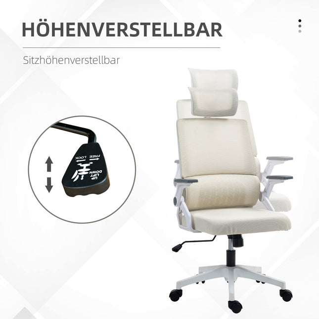 Adjustable Office Chair with Headrest, Beige, 60x61x121.5 cm