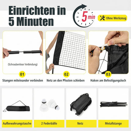 Adjustable Outdoor Badminton Net with Stand, Black