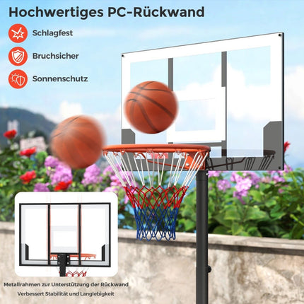 Verstellbarer Outdoor-Basketballkorb, 100-212cm Höhenbereich