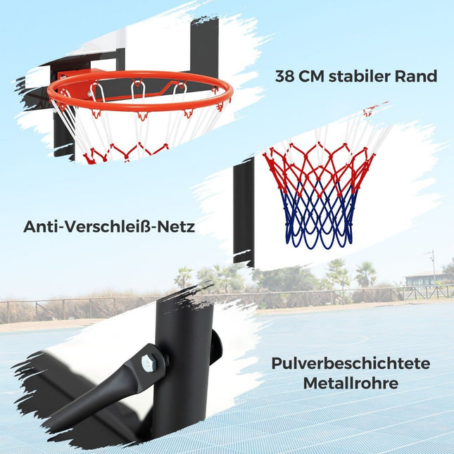 Verstellbarer Outdoor-Basketballkorb, 100-212cm Höhenbereich