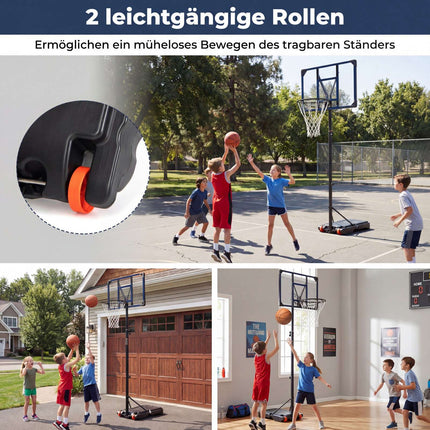 Verstellbarer Outdoor-Basketballkorb mit Rollen, 82 cm Backboard