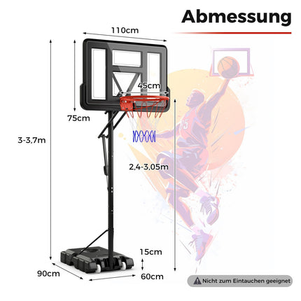 Adjustable Outdoor Basketball Hoop with Wheels & Weight Bag