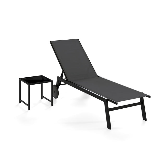 Verstellbares Outdoor-Lounge-Set mit Tisch, Grau