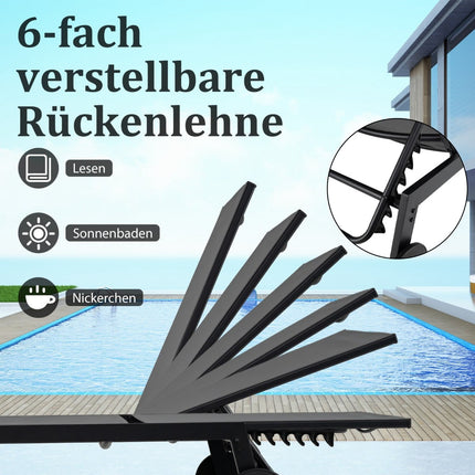 Adjustable Outdoor Lounge Chair Set with Table, Gray