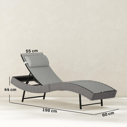 Verstellbare Outdoor-Sonnenliege mit atmungsaktivem Netzstoff
