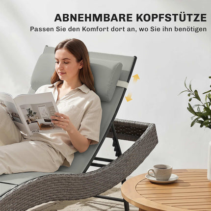 Verstellbare Outdoor-Sonnenliege mit atmungsaktivem Netzstoff
