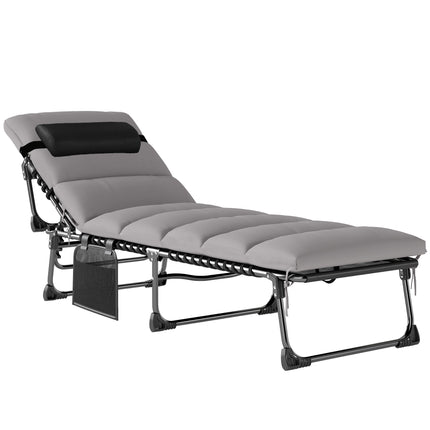 Adjustable Outdoor Sun Lounger with Cushion and Pocket