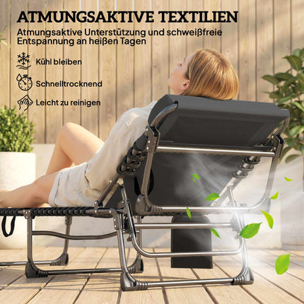 Adjustable Outdoor Sun Lounger with Cushion and Pocket