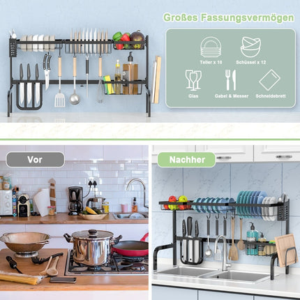 Adjustable Over-Sink Dish Drying Rack, 2-Tier, 53-99 cm