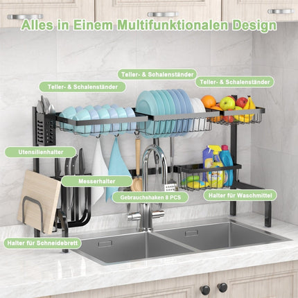 Adjustable Over-Sink Dish Drying Rack, 2-Tier, 53-99 cm