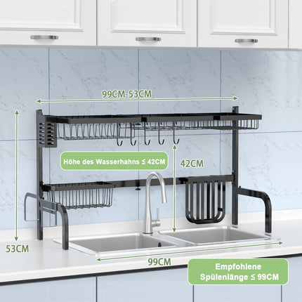 Adjustable Over-Sink Dish Drying Rack, 2-Tier, 53-99 cm