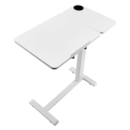 Adjustable Overbed Table – Tilting Top, Wheels, Cup Holder