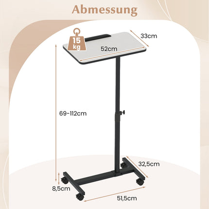 Verstellbarer Betttisch mit drehbarer Platte, Grau