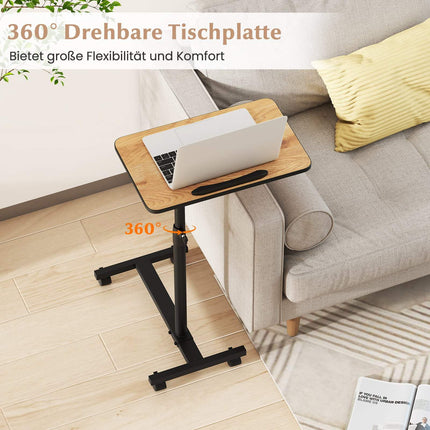 Adjustable Overbed Table with Swivel Top & Wheels