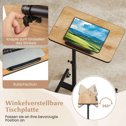 Adjustable Overbed Table with Swivel Top & Wheels