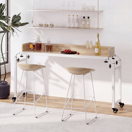 Adjustable Overbed Table with Wheels – Natural Finish