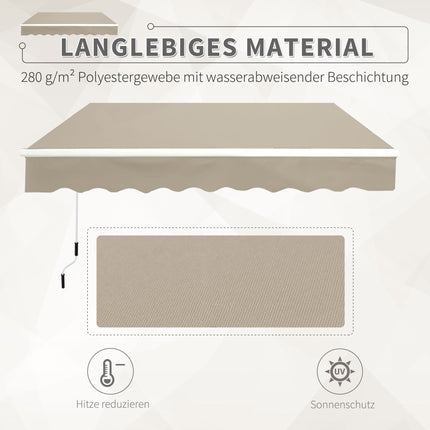 Adjustable Patio Awning, 3.95 x 3m, Beige, with Crank