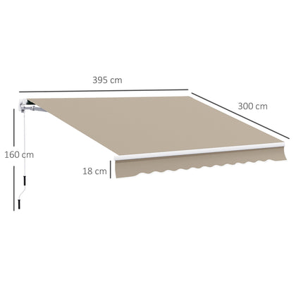Adjustable Patio Awning, 3.95 x 3m, Beige, with Crank